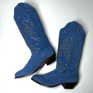Elvis Presley Women’s American Rebel Company Blue Suede Cowboy Boots Size- 8.5